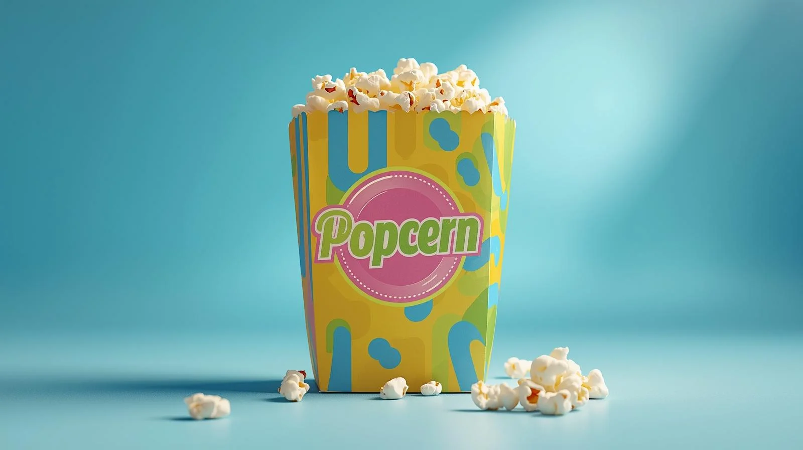 customized popcorn boxes A guest smiling while holding an elegantly branded, tapper-style customized popcorn box at a bustling corporate event.
